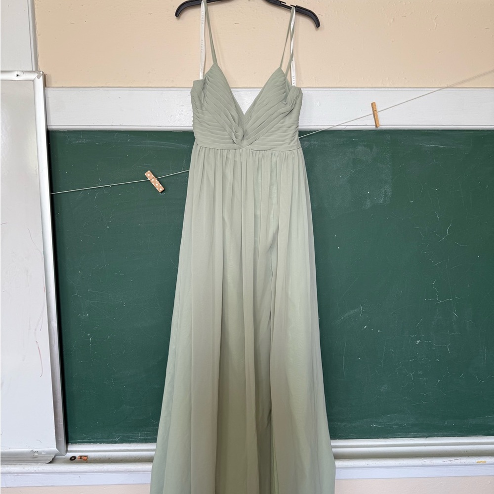 Azazie Light Green Maxi Dress